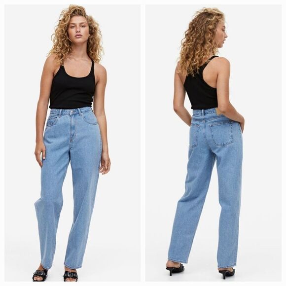 💜H&M Blue 90's Baggy Ultra High Waist Jeans Size 12/31 - Picture 3 of 12